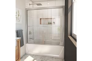 DreamLine Duet Plus 55-59 inch W x 58 inch H Semi-Frameless Bypass Tub Door in Brushed Nickel