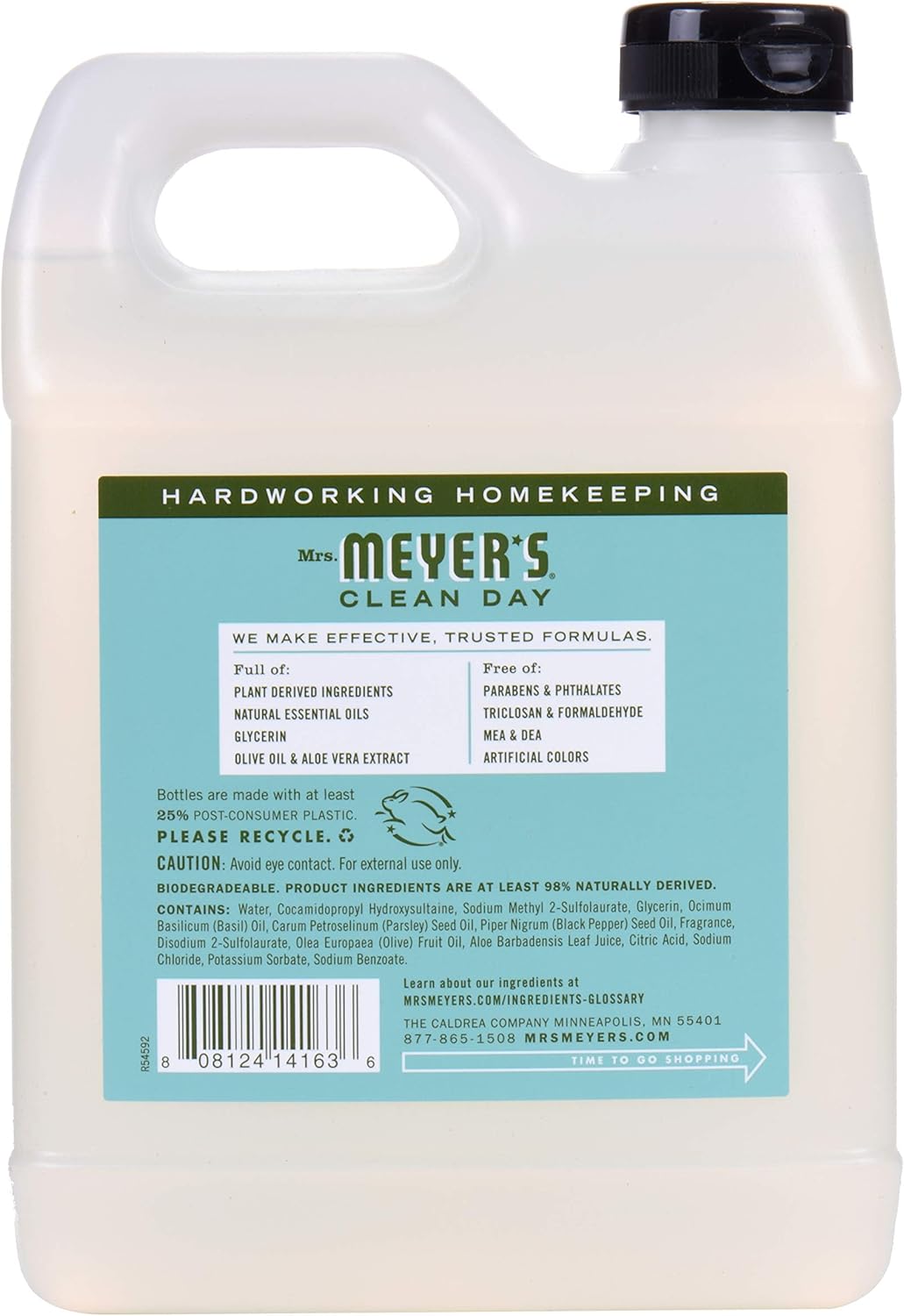 Mrs. Meyer's Clean Day Liquid Hand Soap Refill, Cruelty Free and Biodegradable Formula, Basil Scent, 33 Oz: Beauty