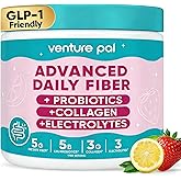 Venture Pal 6-in-1 Fiber Powder Supplement, GLP-1 Friendly, Gut & Digestive Support with Acacia Fiber, Prebiotic & Probiotics, Collagen & Electrolytes, Daily Fiber Powder for Women and Men, Sugar Free
