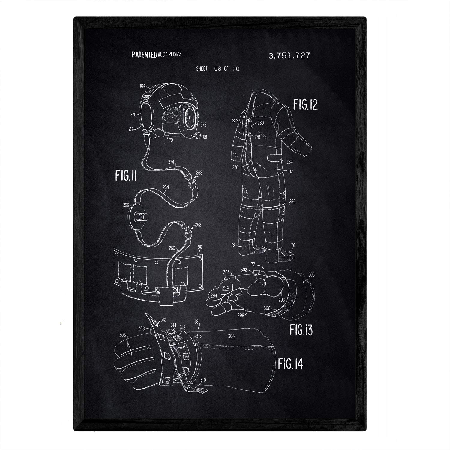 Nacnic Poster patent astronaut 2. Print with old design patent in A3 size with black background Clothing — image 1