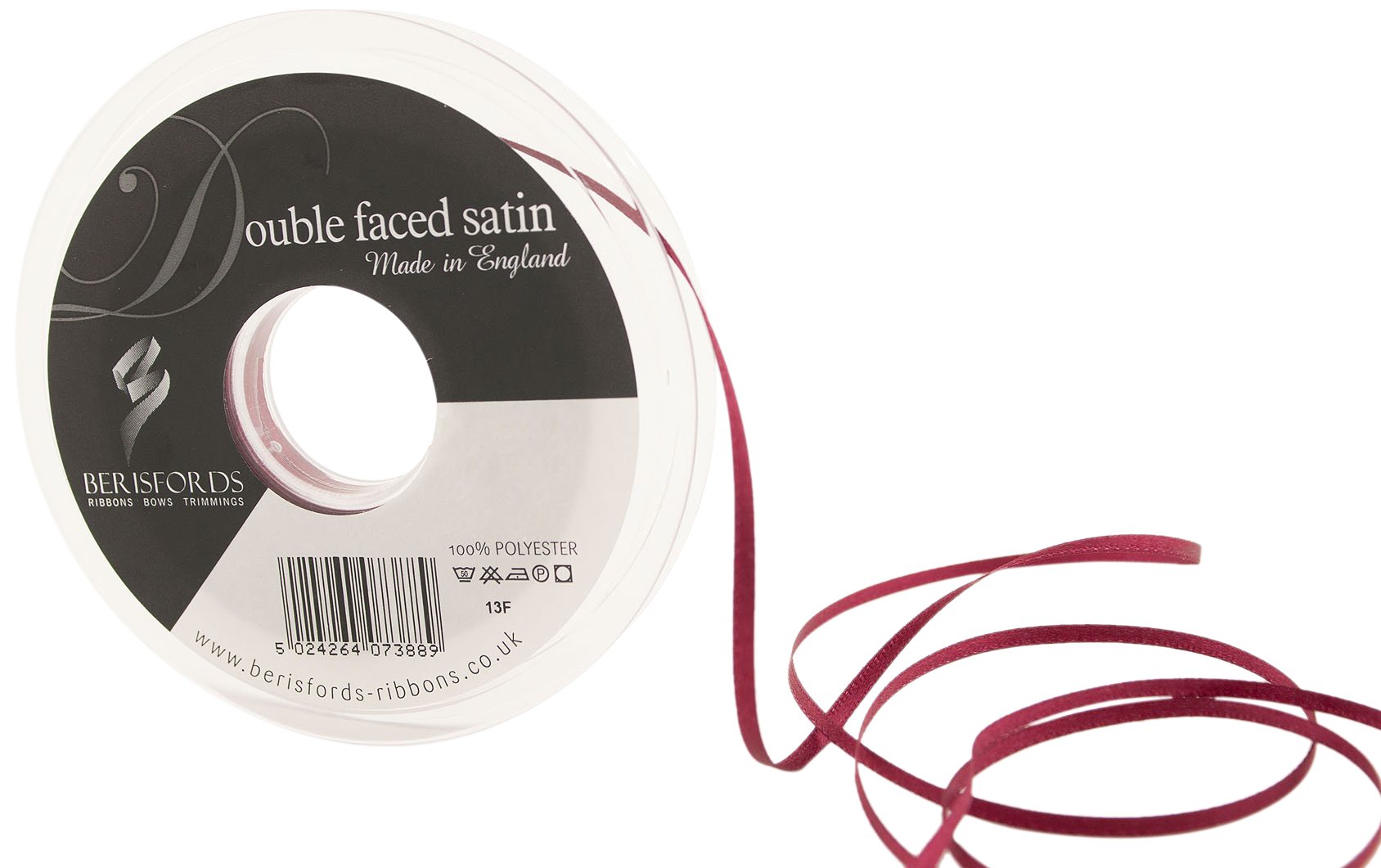 Berisfords 3501 Double Satin Ribbon, 405 Burgundy, 30 m — image 1