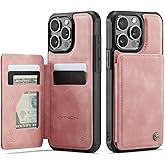 Vinich for iPhone 15 Pro Max Wallet Case with Card Holder, RFID Blocking Credit Slots Kickstand Shockproof Phone Cover Fit for iPhone 15 Pro Max 6.7" Rose Pink