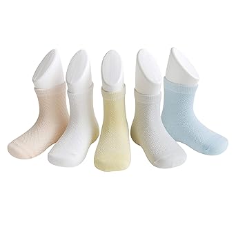DEBAIJIA 5 Paar Baby Kinder Atmungsaktive Mesh Socken/Babykniestrümpfe Kniestrümpf Strickstrumpfhosen Leggings Weich Süß Bequ