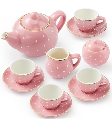 その他 Delton Products Tin 15 Pieces Tea Set in Basket Pink Bow Serveware Amazon.com | Delton Product Porcelain Tea Set in Basket