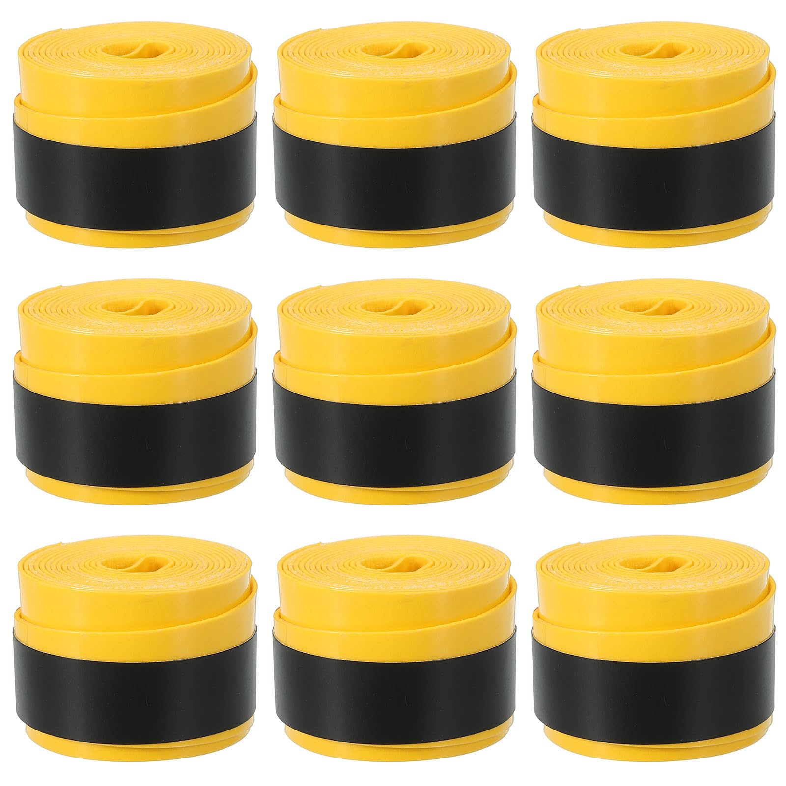 PATIKIL 43.3" Tennis Racket Grip Tape, 9 Pack Overgrip Stretchy Non-Slip Absorb Sweat for Badminton Fishing Rod, Yellow