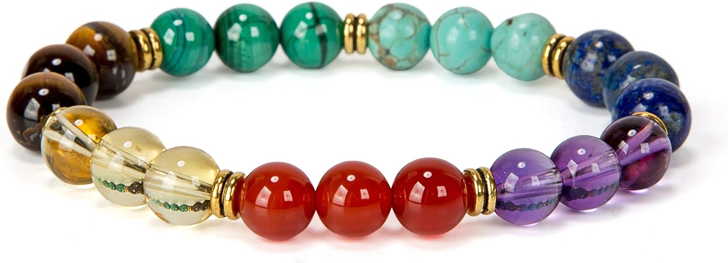 SPUNKYsoul 3 of Each Stone Single Chakra Balancing Bracelet Authentic Crystal Stones