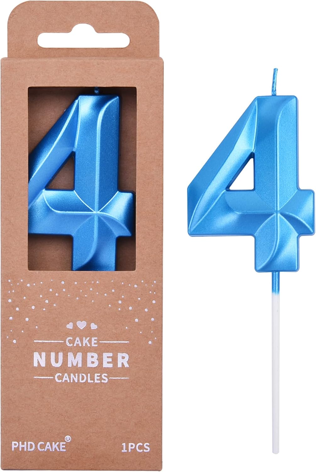 Candles & Holders - PHD CAKE 2.76 Inch Diamond Blue 4 Number Birthday Candles, Blue Number Candles, Cake Number Candles, Party Celebration