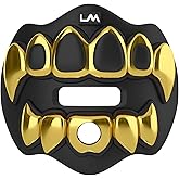 Loudmouth Football Mouth Guard - 3D Chrome Grillz Football Mouthpiece, Fits Adult & Youth, Mouth Guard Accessories (3D Grillz - Chrome Black/Gold)