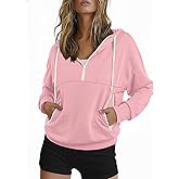 ZAFUL Womens Hoodies Half Zip Up 2025 Fall Fashion Hooded Sweatshirts with Zipper Pockets Contrast Pullover Workout Clothes