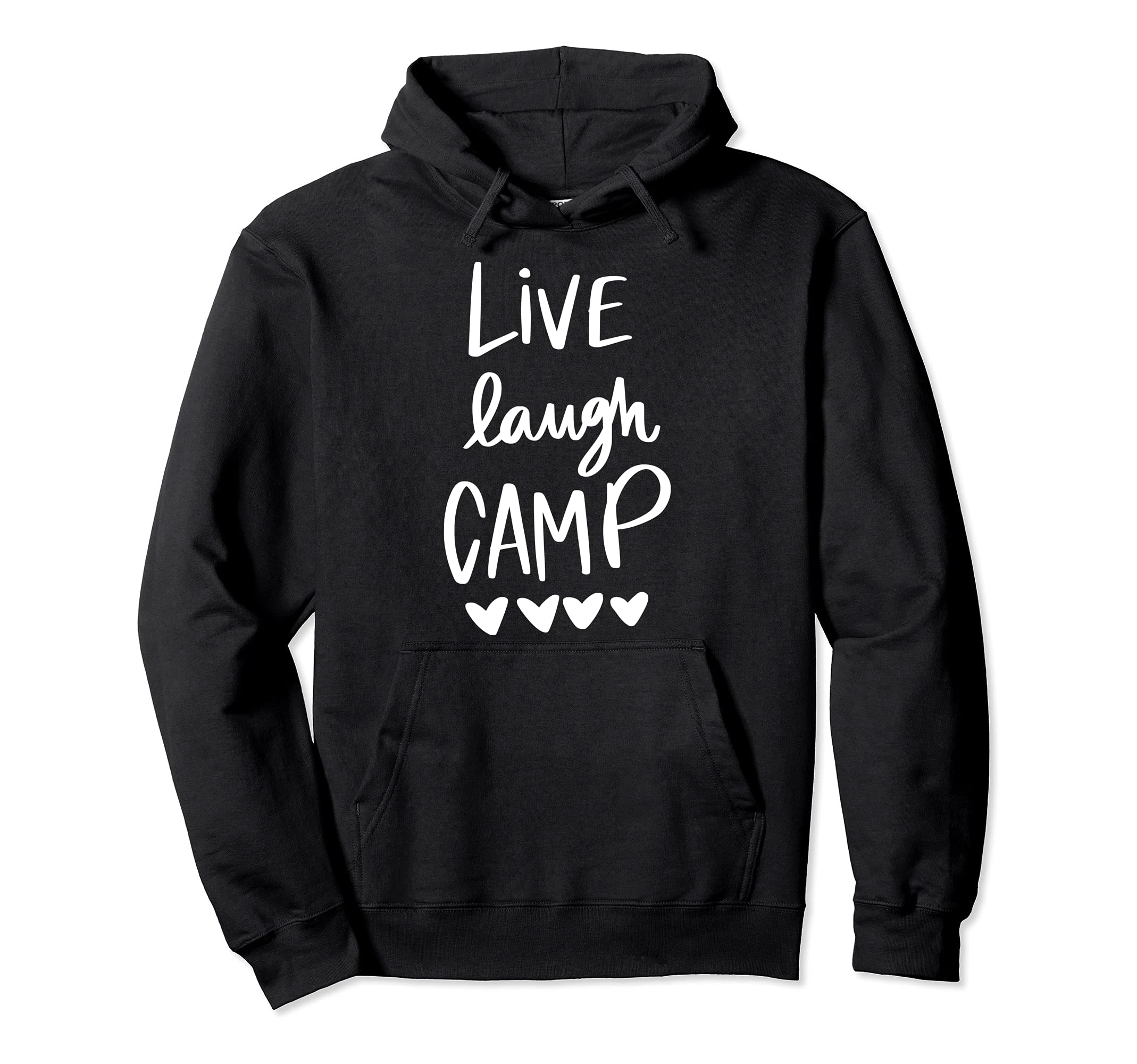 Live Laugh Camp Love Heart Camping Hiking Mountaineering Pullover Hoodie