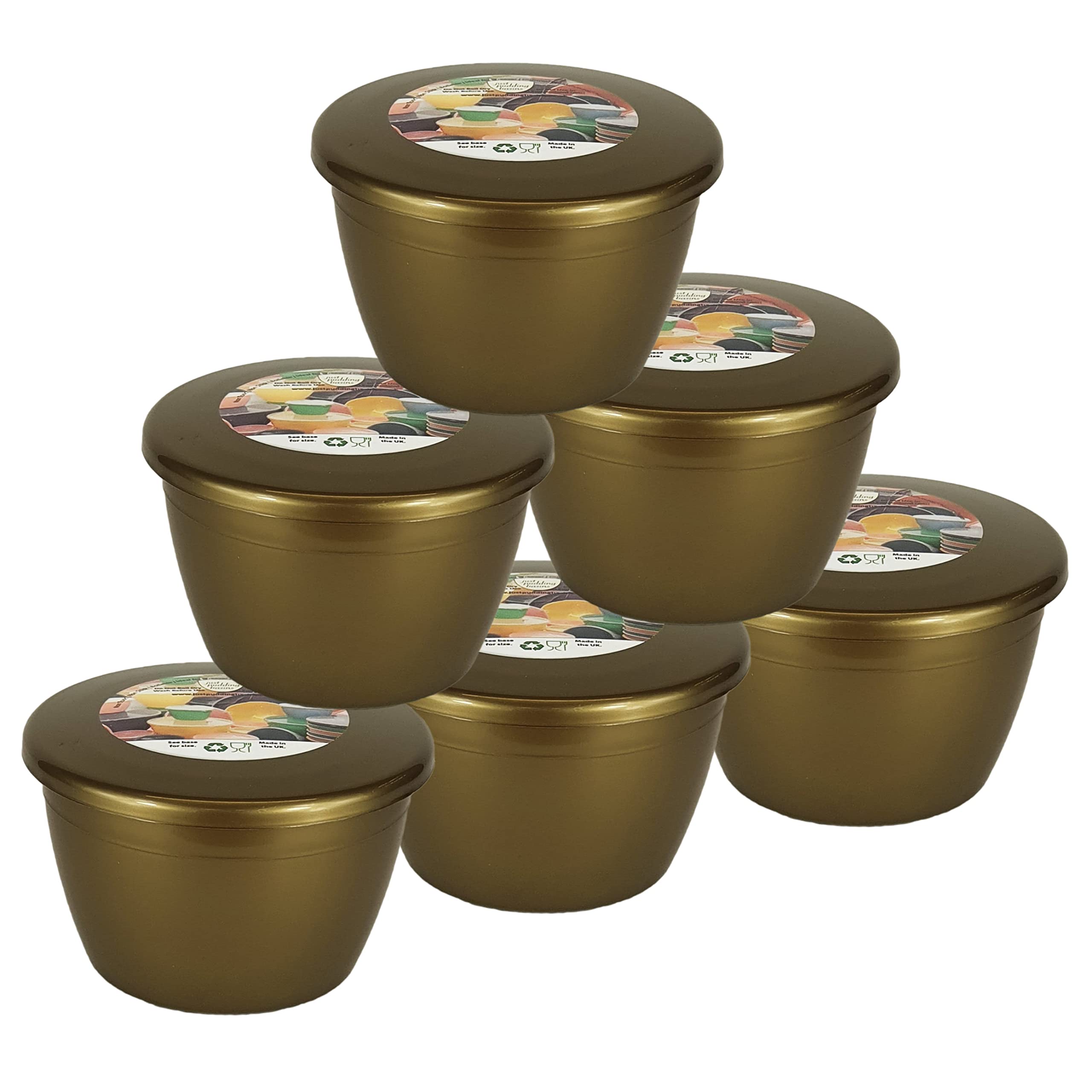 Just Pudding Basins Multipack Gold 1/2-Pint, 280ml Steaming Basin and Lid (6 Pack)