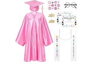 Alaiyaky Kindergarten Graduation Cap and Gown 2024 Kids Preschool Graduation Shiny Cap Gown Set with Tassel Stole Certificate