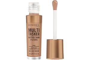 Rimmel Multi-Tasker Better Than Filters, 004 Light Medium, Face Primer, Glow Booster and Highlighter, Vegan Formula, Anti-Ageing Benefits, Light-Reflecting Pigments, Giant Soft-Touch Wand, 1oz