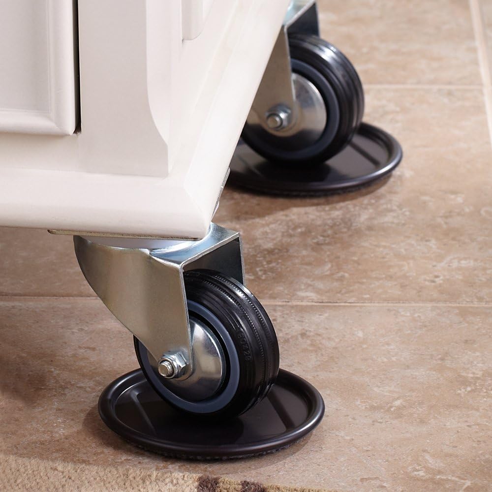 SoftTouch 4291195N 4 Inch, 4 Pack Carpet Bottom Furniture Caster Cups Round to Protect Hardwood Floors, Brown/Gray, 4 Piece - Furniture Cups - 