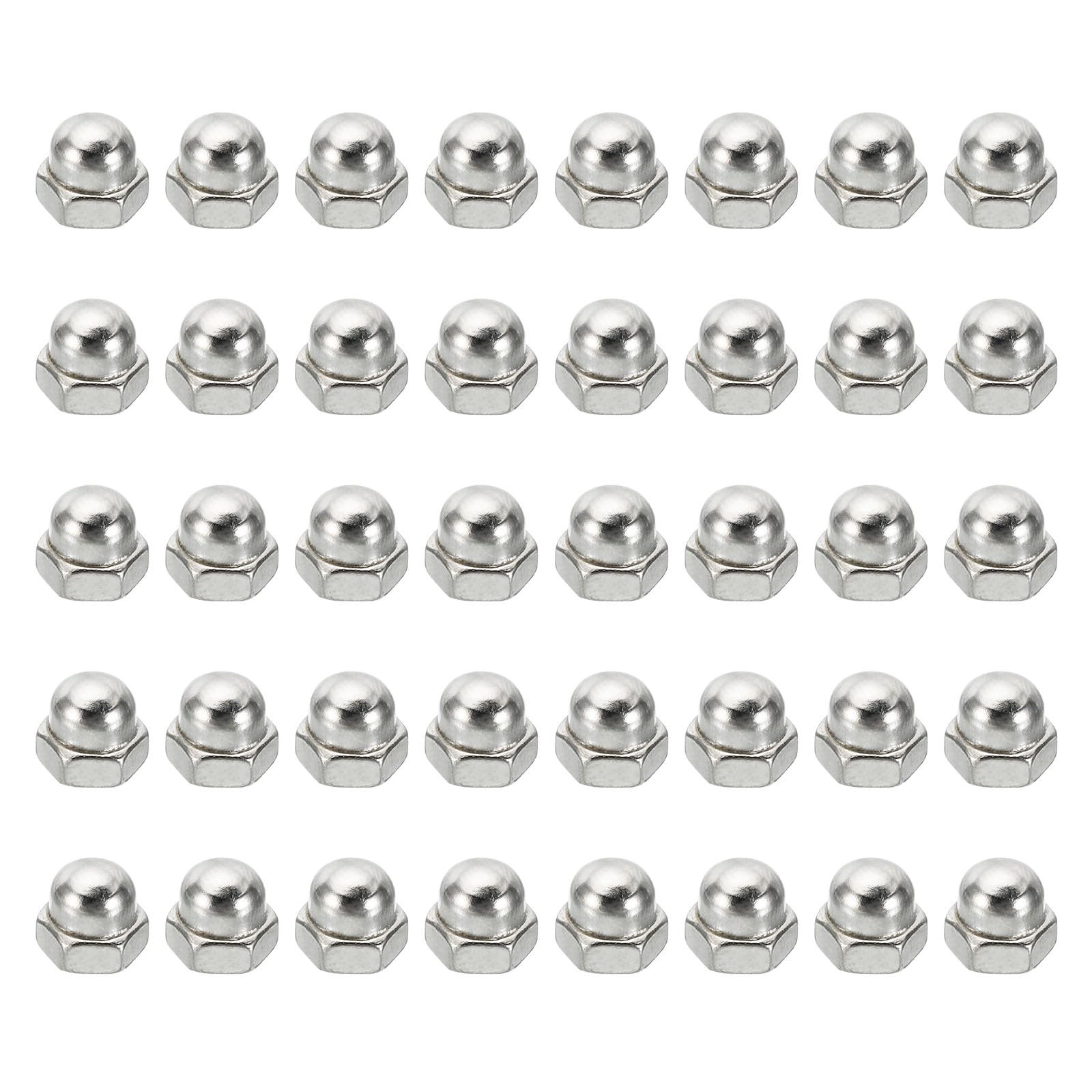 PATIKIL M4x0.7 Acorn Hex Bolt Covers, 80 Pcs Dome Head Carbon Steel Hexagon Decorative Cap Nuts for Home Repair, Industrial Equipment Fasteners, Silver Tone