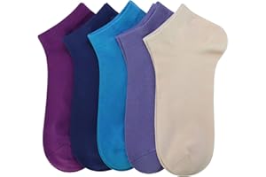 SERISIMPLE Women Viscose Bamboo Ankle Socks Low Cut Thin Sock Lightweight Pastal Color Soft Sock 5 Pairs