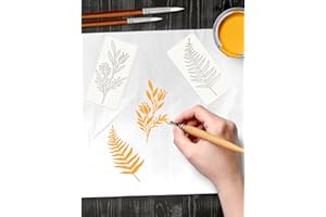 18 PCS Stencils for Painting on Wood, Flower and Leaf Stencils for Painting, Plastic Stencil for Crafts Reusable for Home Dec