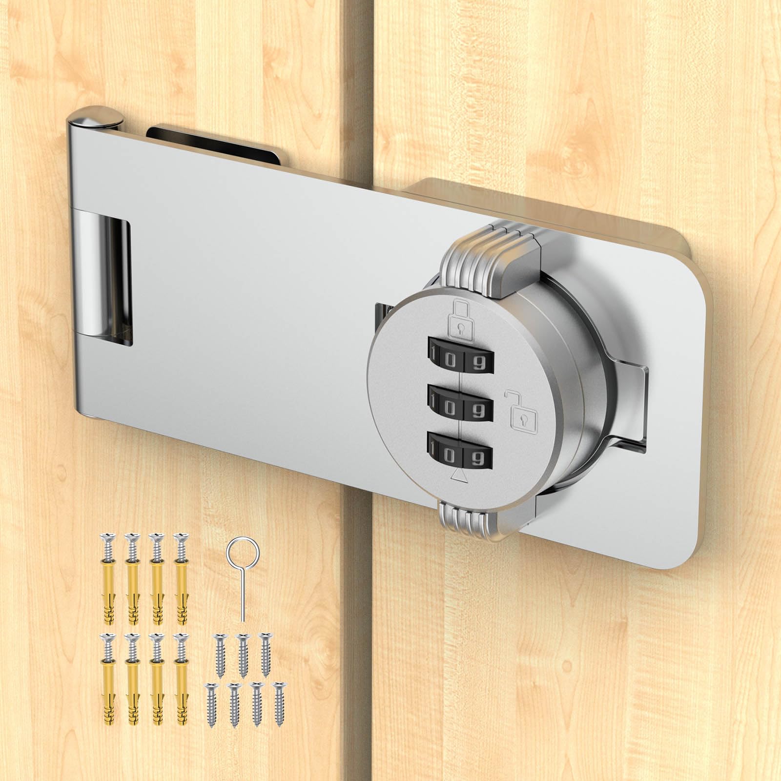 MeBantoo 3-Digit Combination Cabinet Lock, 4.5" Keyless Safety Drawer Lock for Lockers, Small Doors, Closets, Storage, Office (1, Silver)