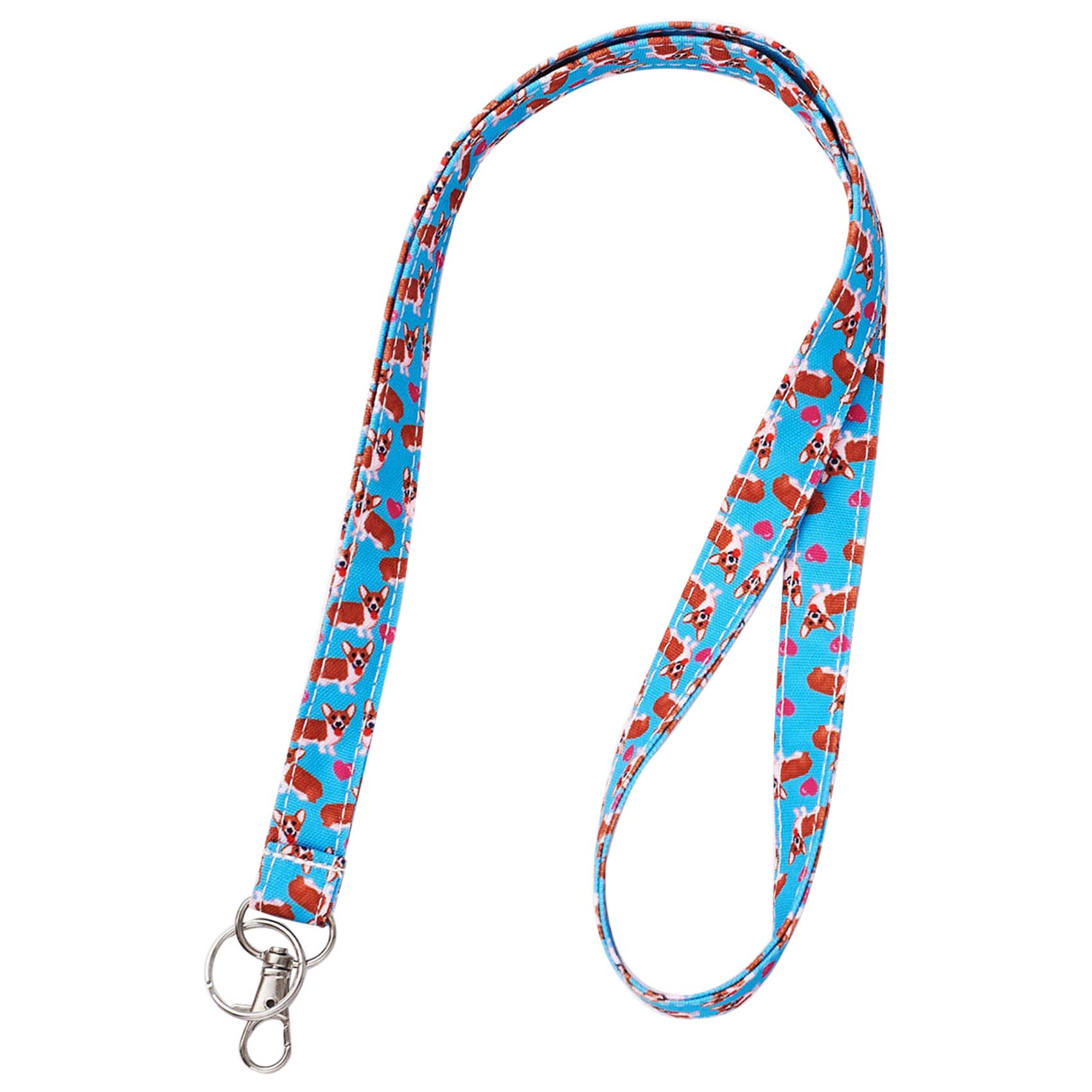 Corgi Dog Key Lanyard ID Badge Holder - Cotton Fabric Preschool Lanyard Teacher Gift for Her or Boss