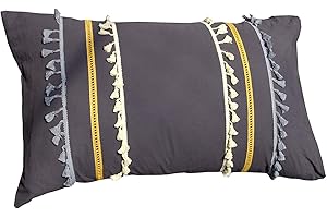 FLBER Tassel Sham Boho Pillowcases Cotton Pillow Covers,Set of 2,(Gray King)