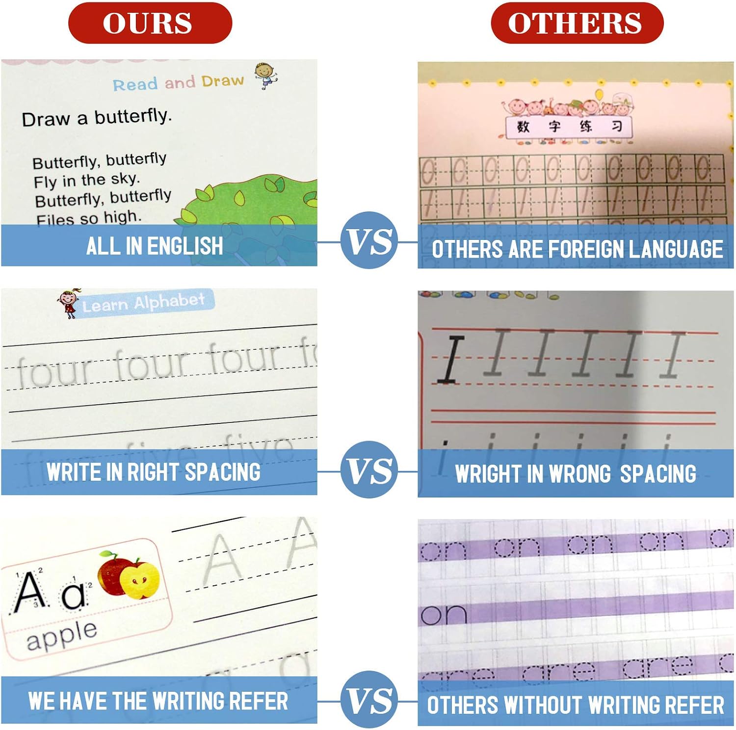 Copyable Book 4 PCS Magic Practice Copybook English for Kids Reusable Magical ...