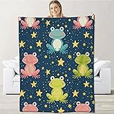 Frog Blanket for Kids Adults Frog Lovers, Flannel Frog Blankets Gifts, Frog Throw Blanket for Sofa Couch Bed Living Room Soft Warm Cozy Frog Decor 50" x 60"
