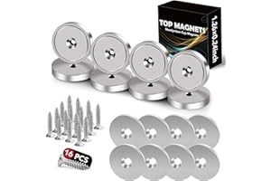 TOP MAGNETS Strong Magnets,110lb Rare Earth Magnets Heavy Duty, Neodymium Cup Magnet with Screws and Iron Sheets for Wall Mounting, Magnets with Countersunk Hole for Refrigerator, Home, Office, 8Pcs