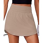 PINSPARK Golf Skirts for Women High Elastic Waisted Athletic Skort 2 Pockets Curved Hem Tennis Skirt for Pickleball Workout