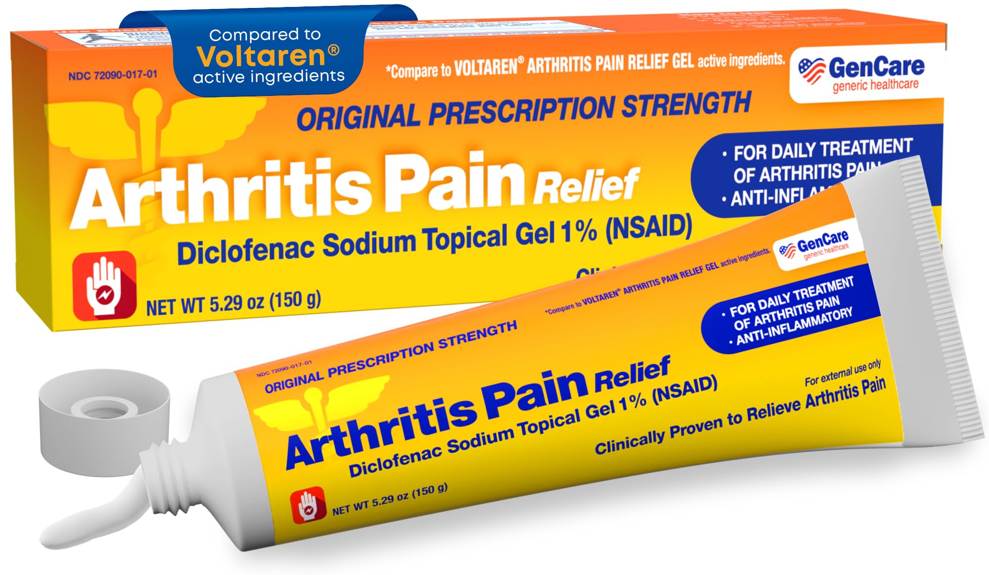 Photo 1 of GenCare Arthritis Pain Relief Diclofenac Sodium Topical Gel 1 Percent (NSAID) - Clinically Proven Arthritis Pain Reliever - Compare to The Active Ingredient in Voltaren Gel (5.29 oz)
