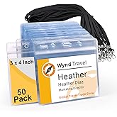 Name Badge Holders with Lanyards - Fushing 50Pcs Clear Plastic Horizontal Name Tag Badge ID Card Holders and Lanyards for 3 x 4 Inch Name Badge Inserts or Name Tag Inserts