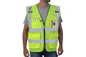 Neopelta Reflective Safety Vest Yellow Mesh, High Visibility Vest with Pockets and Zipper, Padded Neck, Construction Work Vest ANSI Class 2, Yellow 2X