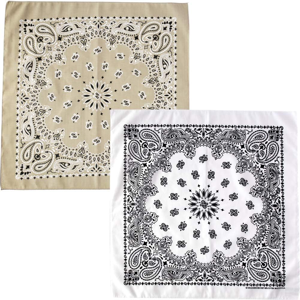 Amazon Co Jp Hav A Hank Hava Hank 2 Piece Set Total 30 Patterns Made In Usa 21 7 X 21 7 Inches 55 X 55 Cm Paisley Vintage Bandana Made In Usa Black White Scarf Handkerchief 21 7 X