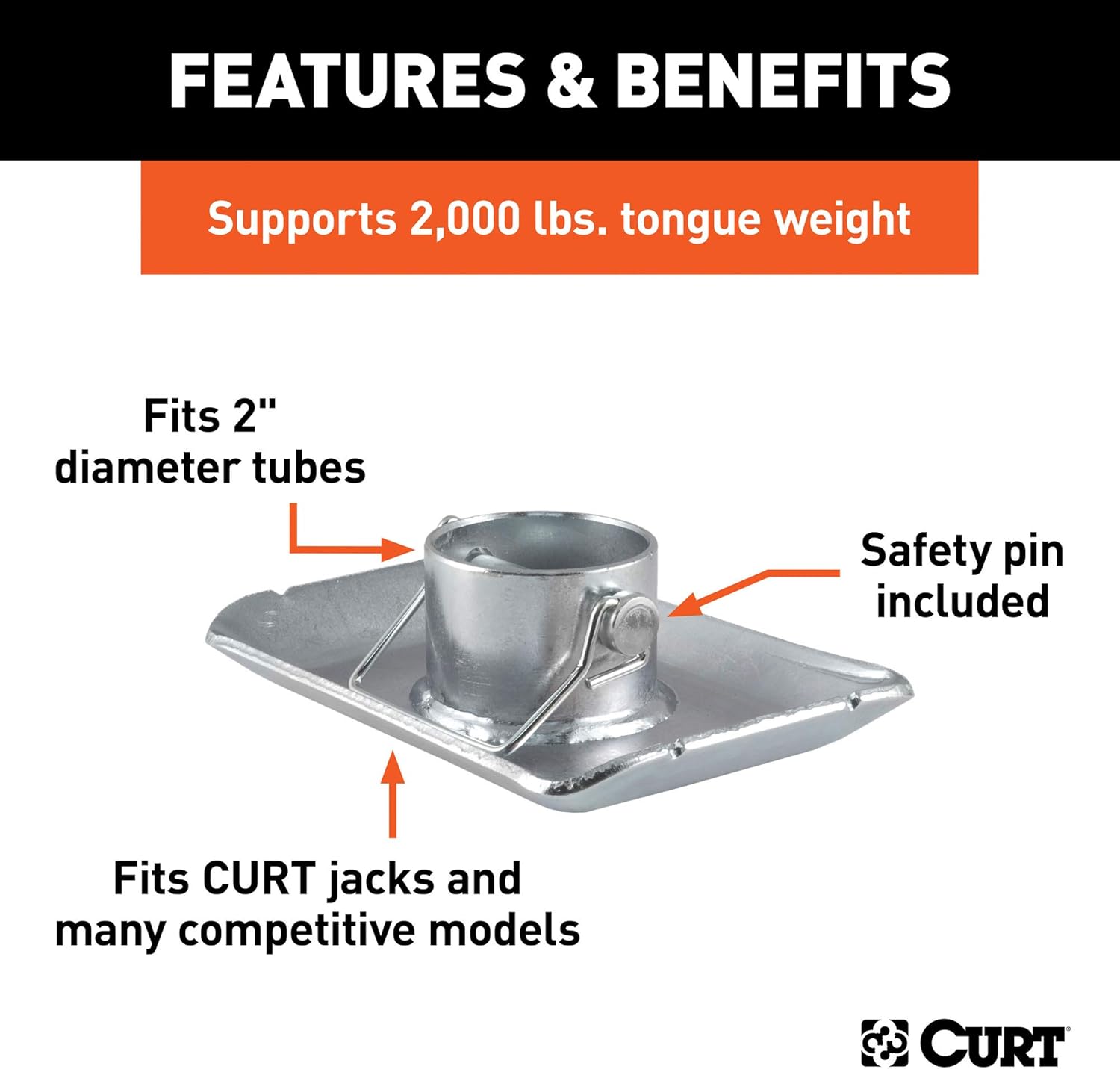 CURT 28272 Trailer Jack Foot, Fits 2-Inch Diameter Tube, Supports 2,000 lbs: Automotive