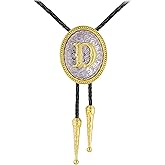 GelConnie Western Ties for Men Gold Bolo Tie Initial Letter A to Z Native American Bola Ties Cowboy Accessories for Men Women