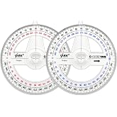 360&deg; Protractor Pack of 2 Protactors Plastic Protractor Math Protractors Clear Protractor Ruler Drafting Tools Circle Protractor for Geometry