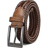 SAKIZITO Leather Braided Belts Men - 1 1/4“ Woven Stretch Belts for Men Casual Dress - Elastic & Exceptionally Durable