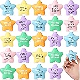 Libima 30 Pcs Motivational Star Stress Balls Bulk 2.2 Inch Colorful Anxiety Stress Relief Foam Ball with Inspirational Quotes Hand Exercise Squeeze for Rewards Goodie Gifts Favor