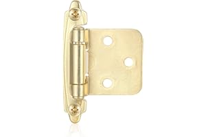 Vallecloud 4 Pack (2 Pair) Gold (Brass) Self Closing Cabinet Hinges for Kitchen Cabinet Door, 1/2" Overlay (Variable) Semi Concealed Kitchen Cabinet Hinges