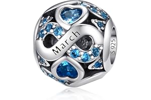 HappyStar 925 Sterling Silver Birthstone Charms for Bracelets fit Necklaces, Original Openwork Dangle Pendant Bead Charms Wit