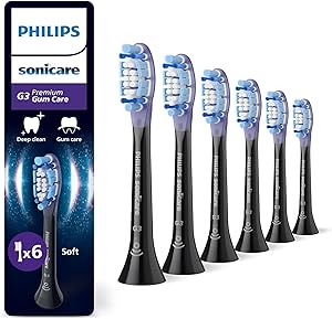 Philips Sonicare G3 Premium Gum Care, Original Ersatzbürstenköpfe, Schwarz, 6er-Pack, HX9056/88