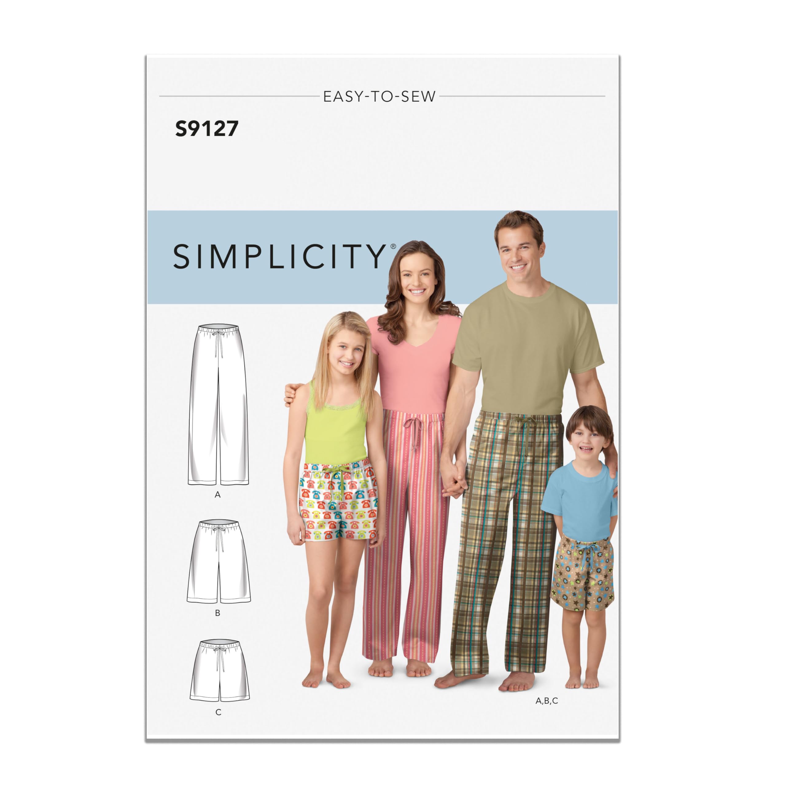 SIMPLICITY Sewing Pattern S9127 Unisex Sleepwear, Various, A (XS-L/XS-XL)