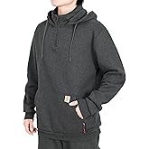 BOCOMAL FR Hoodies 1/4 Zipper Pullover 10.5oz Cotton Fleece Fire Resistant Hooded Sweatshirts-NFPA2112 CAT2