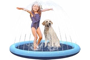 STUDESK Non-Slip Splash Pad for Kids and Dog, 59" Thicken Splash Pads for Toddlers Kids Sprinklers for Outside，Kids Pool Summer Outdoor Water Toys for Backyard (59")