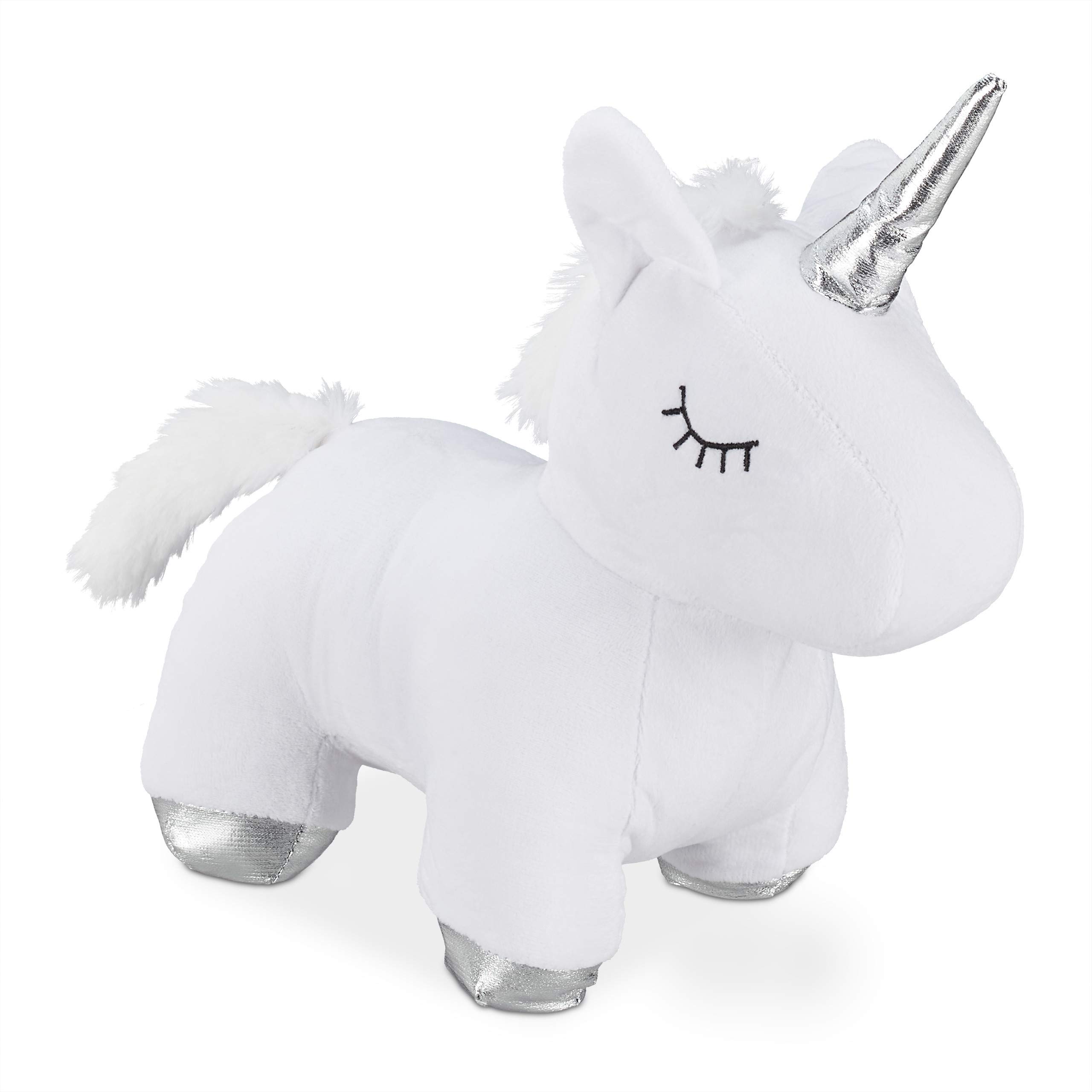 Relaxdays Unicorn Door Stop, Fabric with Sand Filling, Soft & Heavy, Decorative Doorstopper, Indoors, 25 cm Tall, White