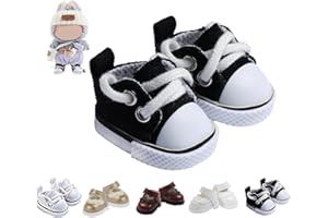 Ciunura Cutest Doll Shoes for LABUBU, Perfect Match for bubu Clothes, Shoes for 15&17cm Doll Accessories,1 Pair of Mini Black Canvas Shoes