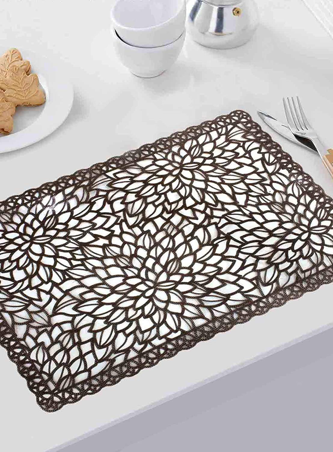Buy DAZE Décor PVC Embossed Table Mats/Plastic Place Mats, White, 12x18