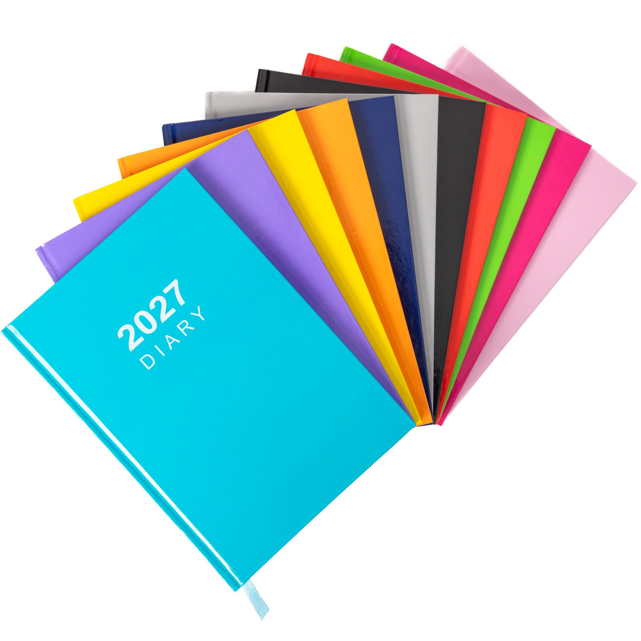 2027 Diary A5 Week to View - Hardback Planner Organiser with Ribbon Bookmark - Weekly Appointment Journal Notebook (Teal)