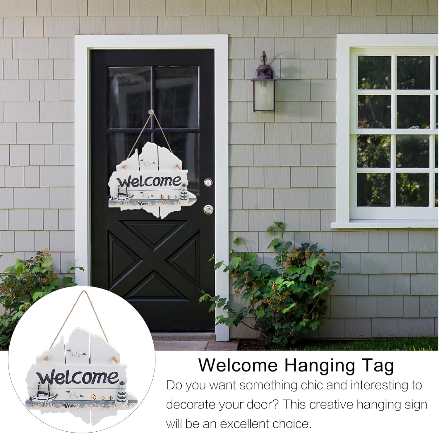 Amazon Vorcool ウェルカムハンギングサイン航海壁の装飾玄関ポーチビーチ航海海の家の装飾のためのウェルカムウォールプラーク ガーデンオーナメント 置物