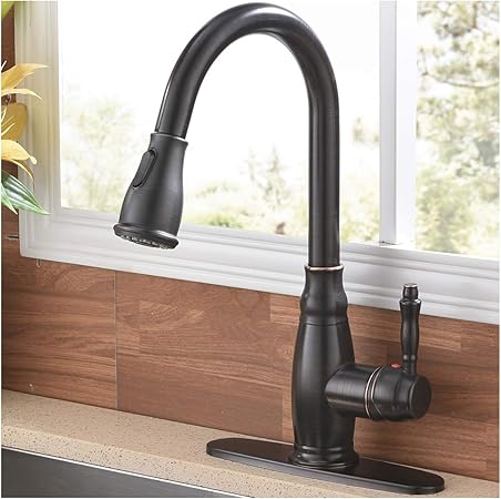 Shaco Antique Single Handle Pull Down Sprayer Oil Rubbed Bronze
