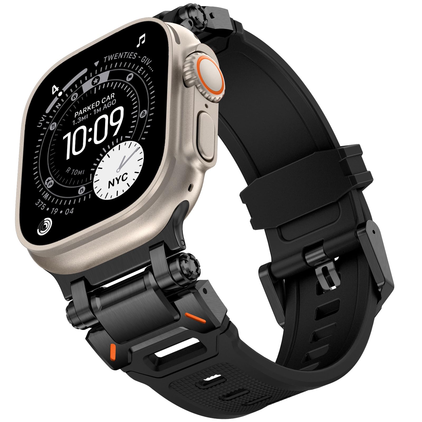 KADES 49mm 46mm 45mm 44mm 42mm(series 3) for Apple Watch Strap,Rugged Sport Silicone Replacement Band with Metal Connector for iWatch Ultra 3 2 1/SE/Series 11 10 9 8 7 6 5 4 3 2 1, Black/Black